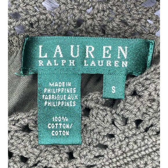 Ralph Lauren Army Green Crochet V Neck Tank Top Size Small - Picture 3 of 4